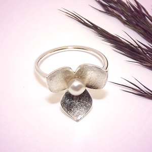 Három szirmú virág, női ezüst gyűrű, 56-os méret (VVA.11), Ékszer, Gyűrű, Statement gyűrű, Ékszerkészítés, Ötvös, MESKA