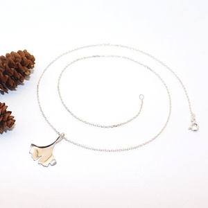 Ginkgo biloba, csiszolt, női ezüst nyaklánc, 50 cm (EGK.01) - ékszer - nyaklánc - medálos nyaklánc - Meska.hu