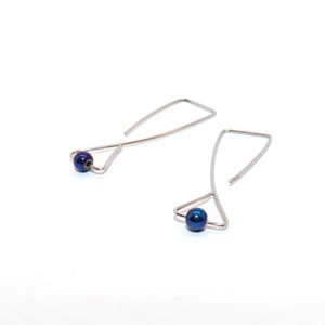 Acél, hematit golyós női fülbevaló pár (F.86) - ékszer - fülbevaló - lógó fülbevaló - Meska.hu