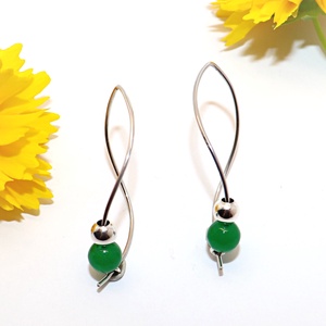 Zöld jáde köves, női ezüst fülbevaló pár (EF.115) - Meska.hu