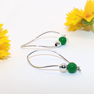 Zöld jáde köves, női ezüst fülbevaló pár (EF.115) - ékszer - fülbevaló - lógó fülbevaló - Meska.hu