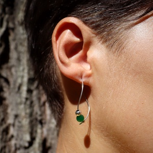 Zöld jáde köves, női ezüst fülbevaló pár (EF.115) - ékszer - fülbevaló - lógó fülbevaló - Meska.hu