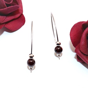 Gránát köves, női ezüst fülbevaló pár (EF.024), Ékszer, Fülbevaló, Lógó fülbevaló, Ékszerkészítés, Ötvös, MESKA