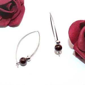 Gránát köves, női ezüst fülbevaló pár (EF.024) - ékszer - fülbevaló - lógó fülbevaló - Meska.hu