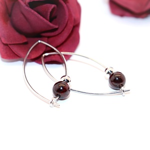 Gránát köves, női ezüst fülbevaló pár (EF.024) - ékszer - fülbevaló - lógó fülbevaló - Meska.hu