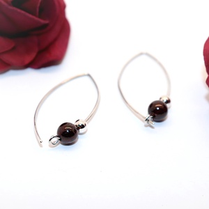 Gránát köves, női ezüst fülbevaló pár (EF.024) - ékszer - fülbevaló - lógó fülbevaló - Meska.hu