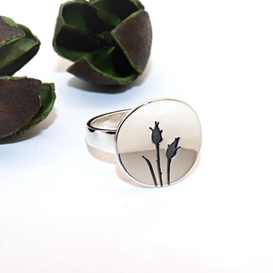 Rózsa mintás, női ezüst gyűrű, 57-es méret, állítható (EGY.010) - ékszer - gyűrű - statement gyűrű - Meska.hu