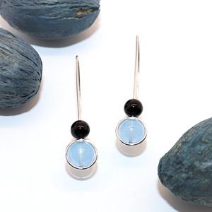 Jáde és ónix köves, női ezüst fülbevaló pár (EF.200) - Meska.hu