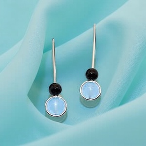 Jáde és ónix köves, női ezüst fülbevaló pár (EF.200) - ékszer - fülbevaló - lógó fülbevaló - Meska.hu