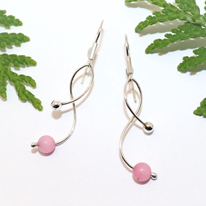 Rózsaszín achátos, női ezüst fülbevaló pár (EF.136) - Meska.hu