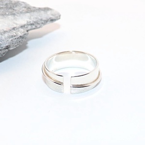 Matt és fényes, női ezüst gyűrű, 56-os méret, állítható (EGY.198) - ékszer - gyűrű - gyöngyös gyűrű - Meska.hu