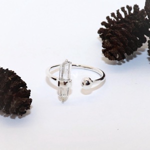 Hegyikristály, női ezüst gyűrű, 58-as méret, állítható (EGY.282) - ékszer - gyűrű - statement gyűrű - Meska.hu