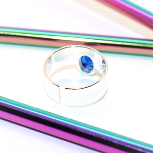 Ovális kék cirkóniás, női ezüst gyűrű, 59-es méret, állítható (EGY.285) - ékszer - gyűrű - statement gyűrű - Meska.hu