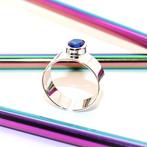 Ovális kék cirkóniás, női ezüst gyűrű, 59-es méret, állítható (EGY.285) - ékszer - gyűrű - statement gyűrű - Meska.hu