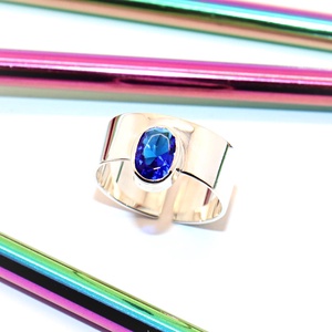 Ovális kék cirkóniás, női ezüst gyűrű, 59-es méret, állítható (EGY.285) - Meska.hu