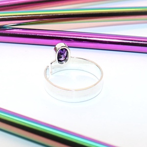Lila cirkóniás, női ezüst gyűrű, állítható (EGY.289) - ékszer - gyűrű - statement gyűrű - Meska.hu