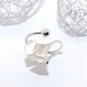 Ginkgo biloba, csiszolt, női ezüst gyűrű, állítható (EGK.30) - Meska.hu