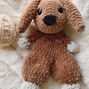 Mangó - horgolt szundipajti kutyus / puha amigurumi plüss, Játék & Sport, Plüssállat & Játékfigura, Kutya, Horgolás, MESKA