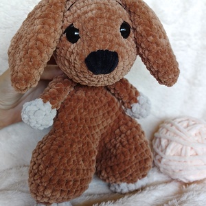 Mangó - horgolt szundipajti kutyus / puha amigurumi plüss - játék & sport - plüssállat & játékfigura - kutya - Meska.hu