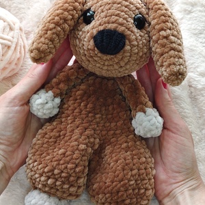 Mangó - horgolt szundipajti kutyus / puha amigurumi plüss - játék & sport - plüssállat & játékfigura - kutya - Meska.hu