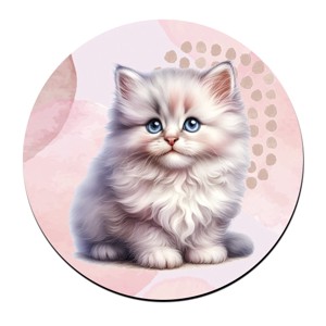 Fehér hosszúszőrű cuki cicus mintás bögre alátét, , , MESKA