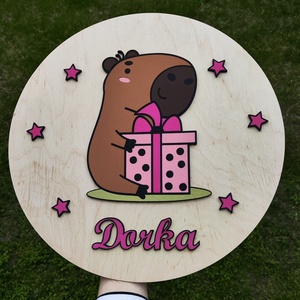 Capybara fa névtábla , Otthon & Életmód, Babaszoba, gyerekszoba, Gyerek névtábla, Festészet, Fémmegmunkálás, MESKA