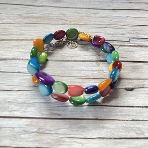 Tengerparti nyaralás kagylós karkötő, Ékszer, Karkötő, Ásványkarkötő, Gyöngyfűzés, gyöngyhímzés, Ékszerkészítés, MESKA