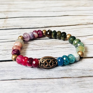 Sikk extra karkötő acháttal, Ékszer, Karkötő, Gyöngyös karkötő, Gyöngyfűzés, gyöngyhímzés, Ékszerkészítés, MESKA