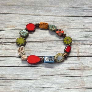 Provence-i romantika karkötő, Ékszer, Karkötő, Gyöngyös karkötő, Gyöngyfűzés, gyöngyhímzés, Ékszerkészítés, MESKA