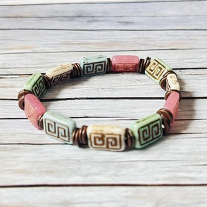 Pasztella romantika karkötő, Ékszer, Karkötő, Gyöngyös karkötő, Gyöngyfűzés, gyöngyhímzés, Ékszerkészítés, MESKA