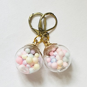 Cukorka francia kapcsos fülbevaló, Ékszer, Fülbevaló, Lógó fülbevaló, Ékszerkészítés, Gyöngyfűzés, gyöngyhímzés, MESKA