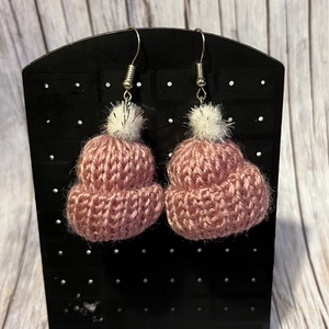 Téli sapka fülbevaló, Ékszer, Fülbevaló, Lógó fülbevaló, Ékszerkészítés, Kötés, MESKA