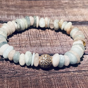 Tisztaság karkötő berillel és cirkon gyönggyel - ékszer - karkötő - ásványkarkötő - Meska.hu