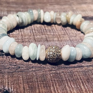 Tisztaság karkötő berillel és cirkon gyönggyel - ékszer - karkötő - ásványkarkötő - Meska.hu