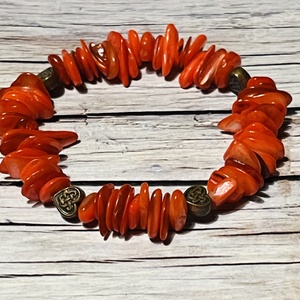 Tűzvörös kagyló-karkötő - ékszer - karkötő - ásványkarkötő - Meska.hu