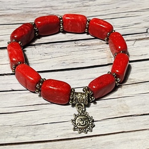 Tűző napsütés karkötő acháttal - ékszer - karkötő - gyöngyös karkötő - Meska.hu