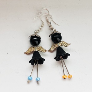 Fekete angyalka színesben fülbevalók - ékszer - fülbevaló - csillár fülbevaló - Meska.hu
