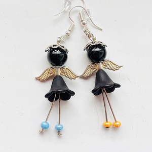 Fekete angyalka színesben fülbevalók - ékszer - fülbevaló - csillár fülbevaló - Meska.hu