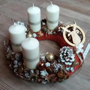 ADVENTI ASZTALDÍSZ, KARÁCSONYI KOSZORÚ, SZARVAS, GYERTYA -  - Meska.hu