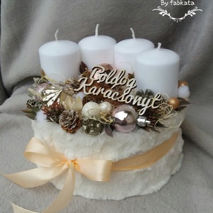 Winter Fashion piros - fehér adventi box karácsonyi asztaldísz doboz -  - Meska.hu