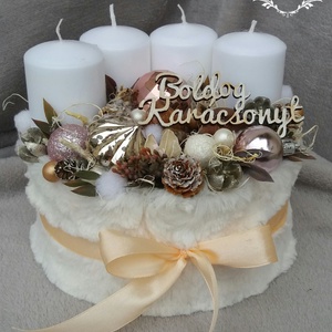 Winter Fashion piros - fehér adventi box karácsonyi asztaldísz doboz -  - Meska.hu