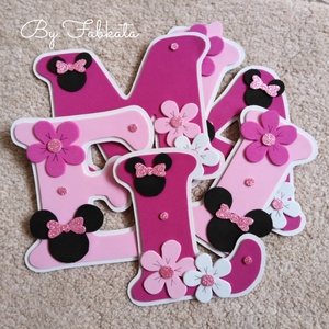 Minnie stílúsú 15cm babanév falmatrica bababetű dekorgumi , Otthon & Életmód, Dekoráció, Fali és függő dekoráció, Betű & Név, Mindenmás, Papírművészet, MESKA