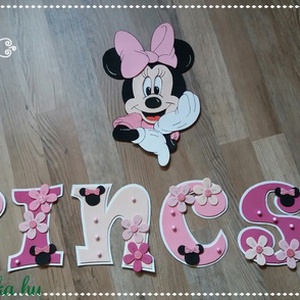 Minnie stílúsú 15cm babanév falmatrica bababetű dekorgumi  -  - Meska.hu