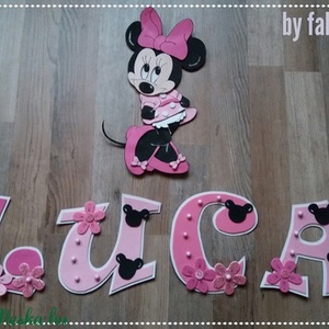 Minnie stílúsú 15cm babanév falmatrica bababetű dekorgumi  -  - Meska.hu