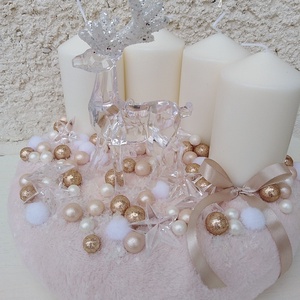 Csoda szarvas Karácsonyi asztaldísz koszorú pasztell dekoráció  - karácsony - Meska.hu