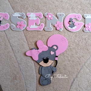 Teddy macis dekorgumi névtábla falmatrica babanév  - otthon & életmód - dekoráció - fali és függő dekoráció - falmatrica & tapéta - Meska.hu