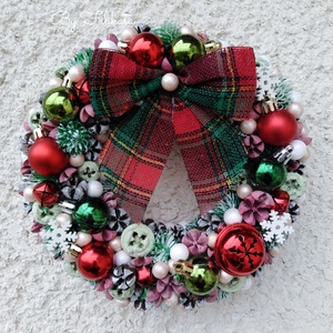 Adventi karácsonyi ajtódísz kopogtató 24cm koszorú , Karácsony, Adventi díszek, Adventi ajtódísz, Virágkötés, Mindenmás, MESKA