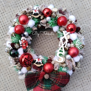 Adventi karácsonyi ajtódísz kopogtató 24cm koszorú , Karácsony, Adventi díszek, Adventi ajtódísz, Virágkötés, Mindenmás, MESKA