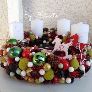 Klasszikus stílusú szett adventi karácsonyi ajtódísz kopogtató 24cm koszorú  - karácsony - adventi díszek - adventi koszorú - Meska.hu