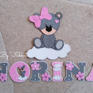 Teddy macis dekorgumi névtábla falmatrica babanév  - otthon & életmód - dekoráció - fali és függő dekoráció - falmatrica & tapéta - Meska.hu